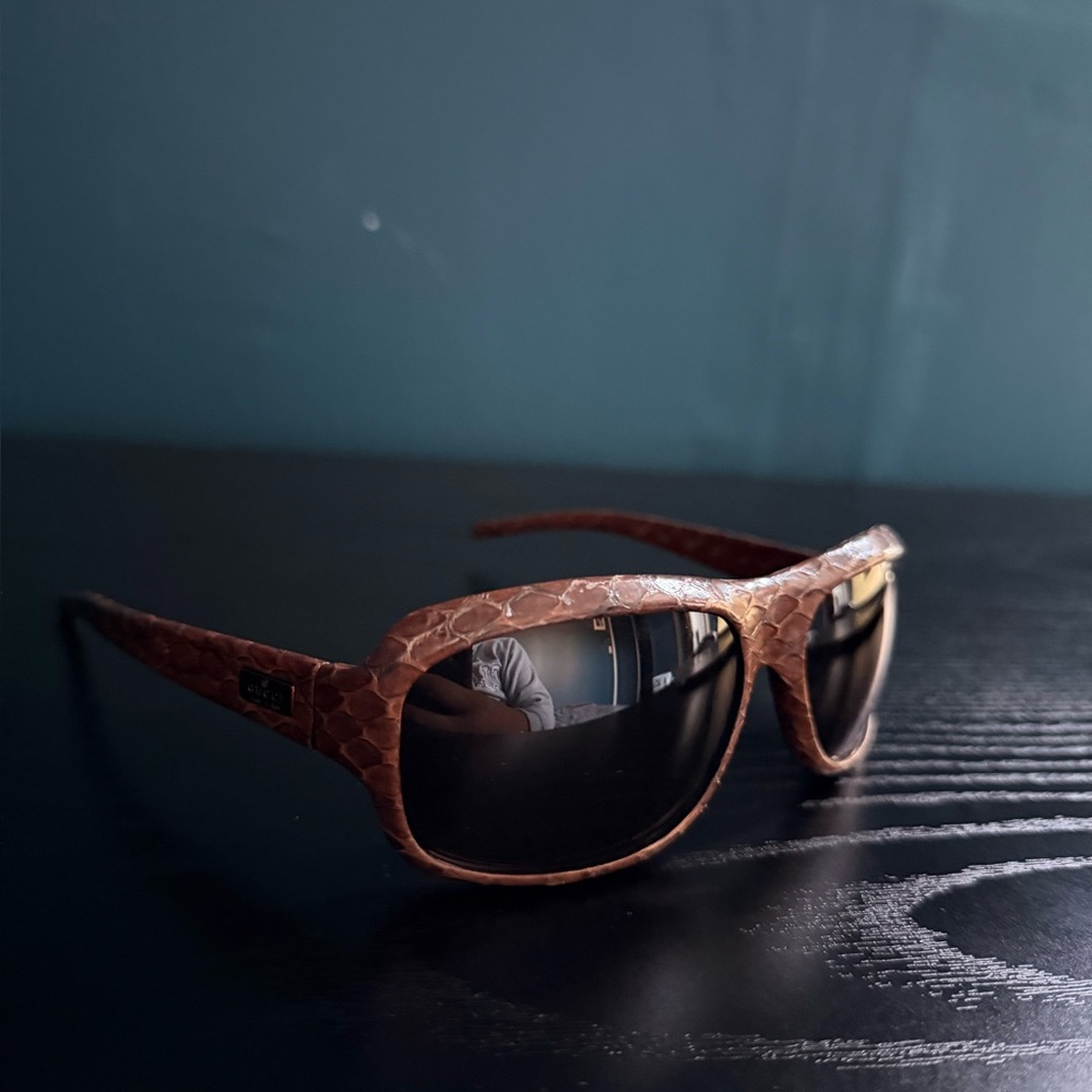 Gucci Brown Python Skin Brown Lens Sunglasses Rar… - image 6